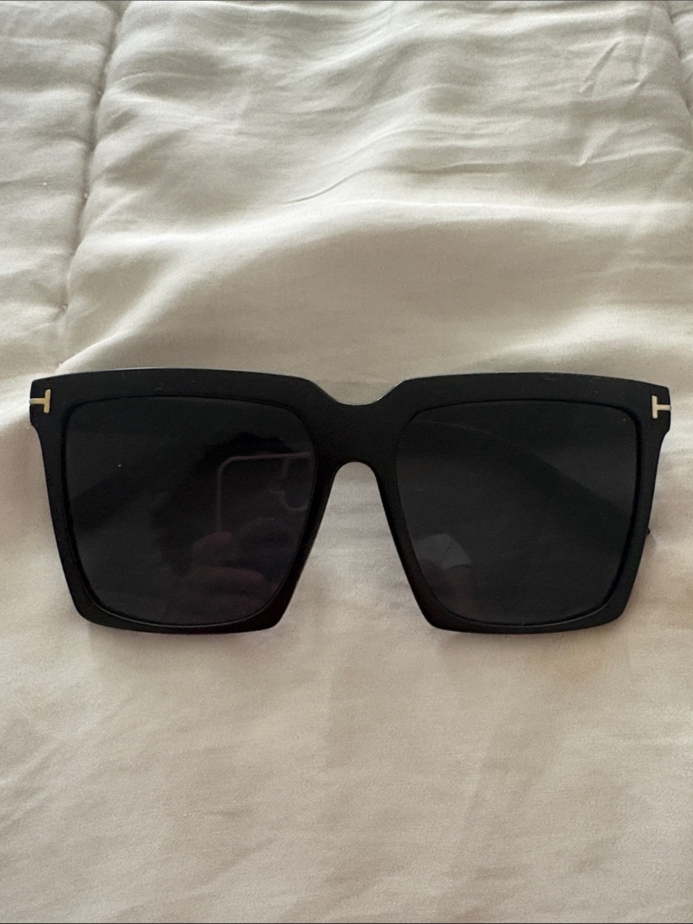 T F Black Square Oversized Sunglasses